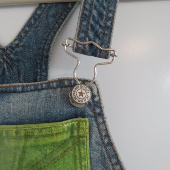 JEREMY SCOTT X MOSCHINO Neon Applique Denim Overall Dress Avant Garde Size US 6 - Picture 7 of 15